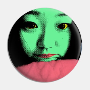 BEAUTIFUL FUNNY ASIAN GIRL POP ART COLOR Pin