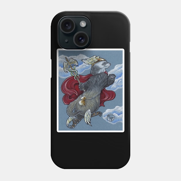 Ferret Hermes - White Outlined Version Phone Case by Nat Ewert Art