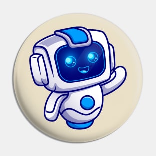 Cute Robot Waving Hand Cartoon Pin