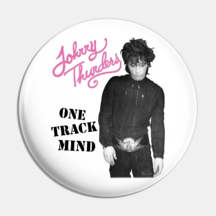 Johnny Thunders- One Track Mind on a white ringspun Pin