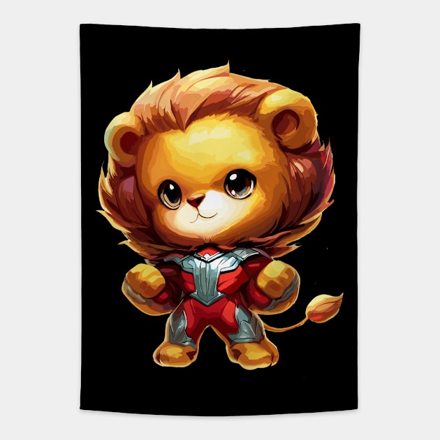 Superhero lion cat Tapestry by TomFrontierArt