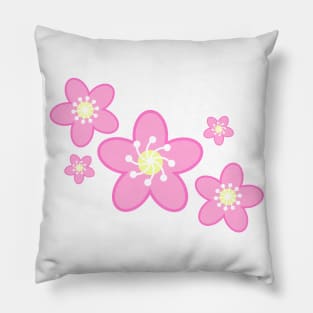 Sakura Cherry Blossom Flower Clusters in White Background Pillow