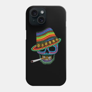 Smoking Love Skull | Tattoo Skulls | Acid Henna skull with Hat | Sugar Skull Psychedelic Phone Case