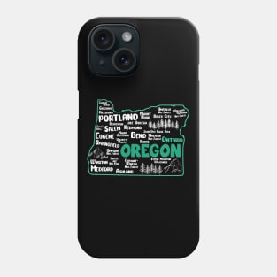 Cute map of Ontario Oregon, Portland, Salem, Eugene, Springfield, Bend, Medford Phone Case