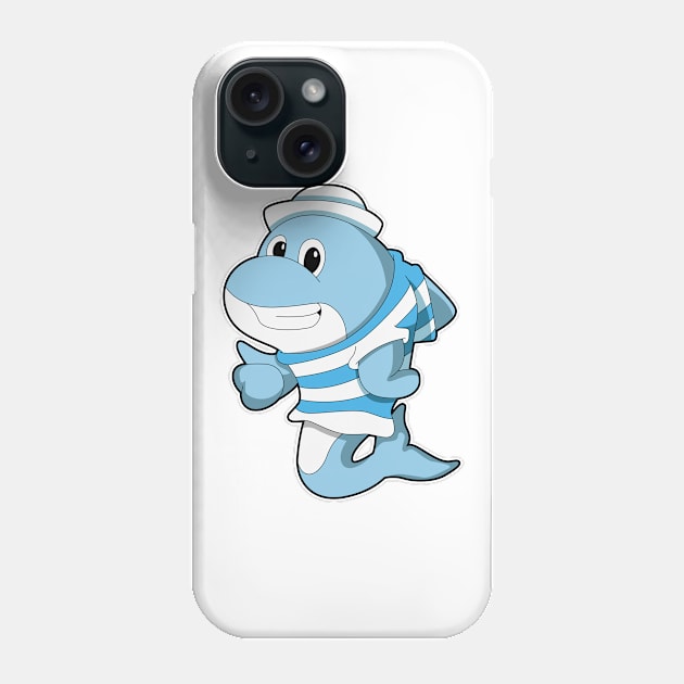 Dolphin as Sailor with Sailor hat Phone Case by Markus Schnabel