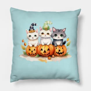 Cats, Pumpkins, and Halloween Hugs Pillow