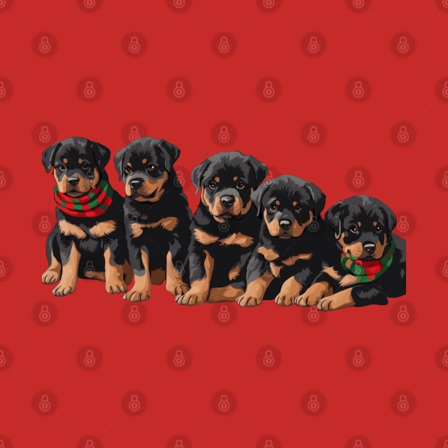 Merry Chrismutts Christmas Holiday Puppies by taiche