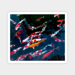 Colorful Koi fish in a lake oil painting Magnet