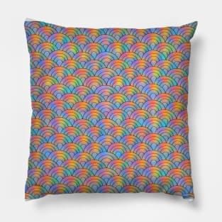 colorful rainbow colored wave pattern Pillow