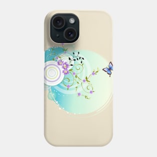 Floral buterfly aqua and violet Phone Case