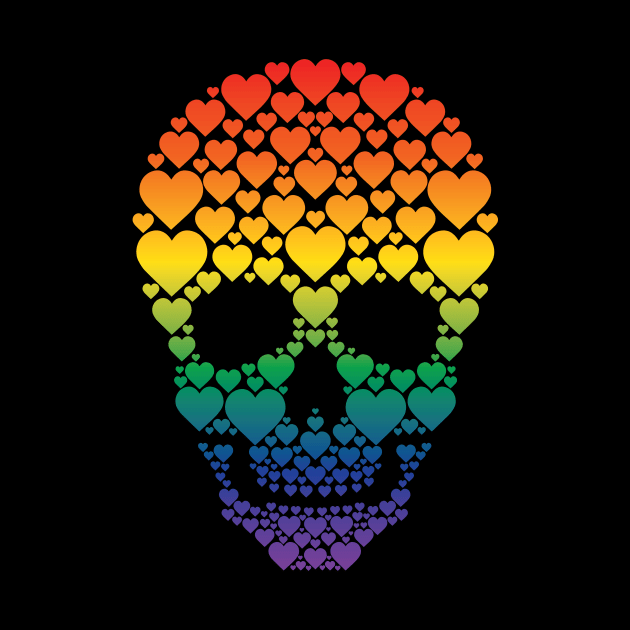 Rainbow Hearty Skull by nerdfelt