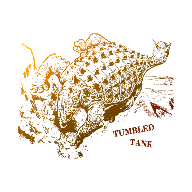 TUMBLE TANK Scolosaurus ankylosaurus dinosaur falling in brown by MacSquiddles