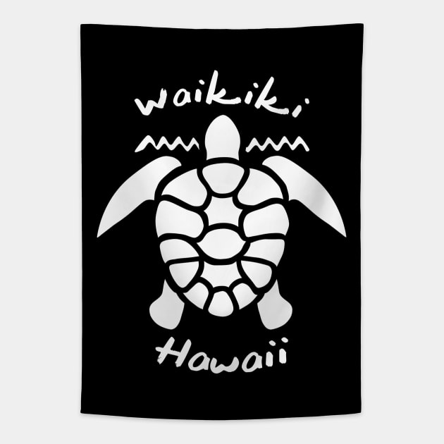 Sea Turtle Silhouette Design | Waikiki, Hawaii Tapestry by TMBTM