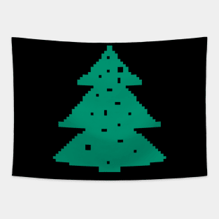 Christmas tree pixel art Tapestry