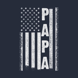 Papa With Usa Flag T-Shirt