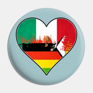 Mexican and Zimbabwean Heart Mix Heritage Flag Pin