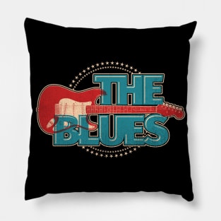 Vintage Style Blues Guitar With Stars Pillow