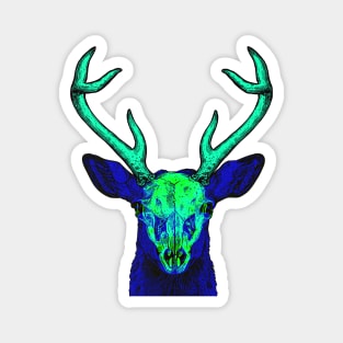 Deer Skull Interactive Green&Blue Filter T-Shirt By Red&Blue Magnet