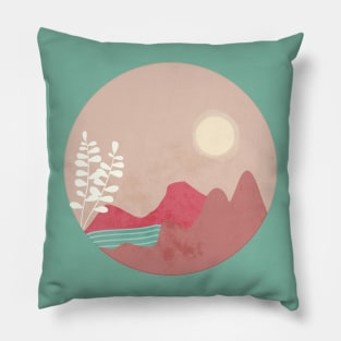 Mountains, River and Sun Pillow