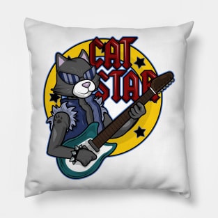 Cat with Sunglasses as Musican with Guitar Pillow