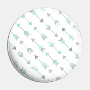 Mint Gray Tribal Arrows Pattern Indian Indigenous Pin