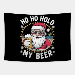 Christmas in July Summer Santa Sunglasses Ho Ho Hold My Beer Tapestry
