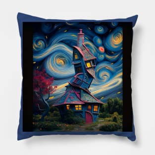 Starry Night Over The Burrow Pillow