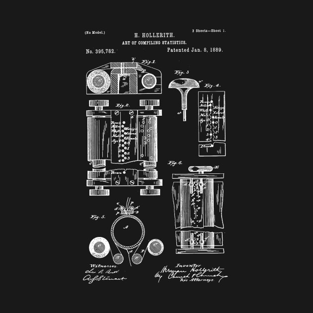 First Computer Patent in 1889 - Computer Art - Computer Gift by Anodyle