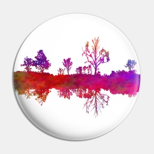 Silhouette Art Lake Shoreline Vibrant Plasma Abstract Colour Pin