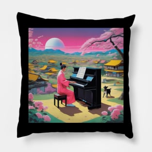 A Pianist Performing In A Japanese Village Pillow