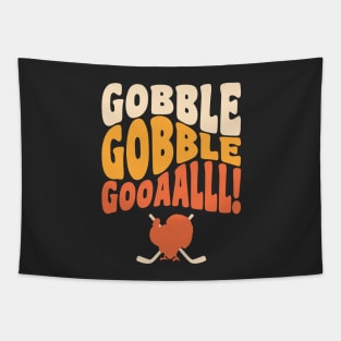 Thanksgiving Hockey Player Ice Hockey Gobble Goal Tapestry