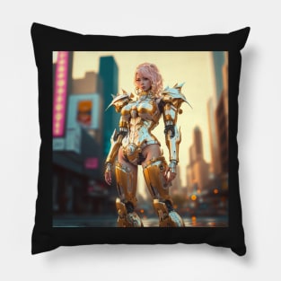Cybernetic Cyberpunk Golden Warrior Pillow