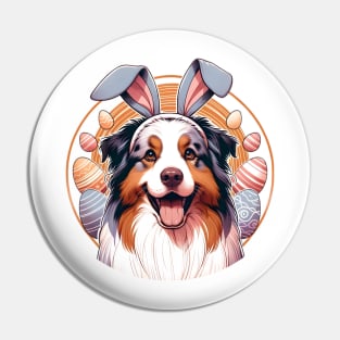 Australian Shepherd with Bunny Ears Easter Celebration Pin