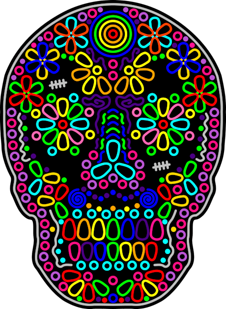 Colorful Skull de Los Muertos Kids T-Shirt by gkillerb