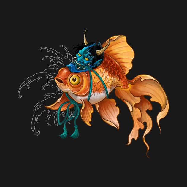 Kingyo Goldfish with Oni Mask by Eugenex