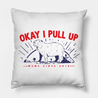 Capybara Ok I Pull Up meme Vintage Funny Retro design Pillow