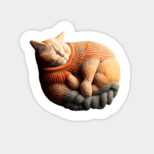 Sleepy Kitty Cat Knitten Kitten Magnet