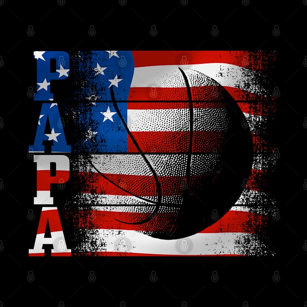 Papa American Flag Basketball shirt 4th of July gift for dad by angel