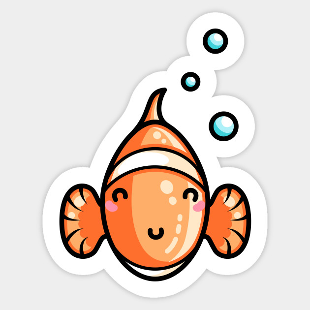 Kawaii Cute Clownfish Clownfish Sticker Teepublic Au