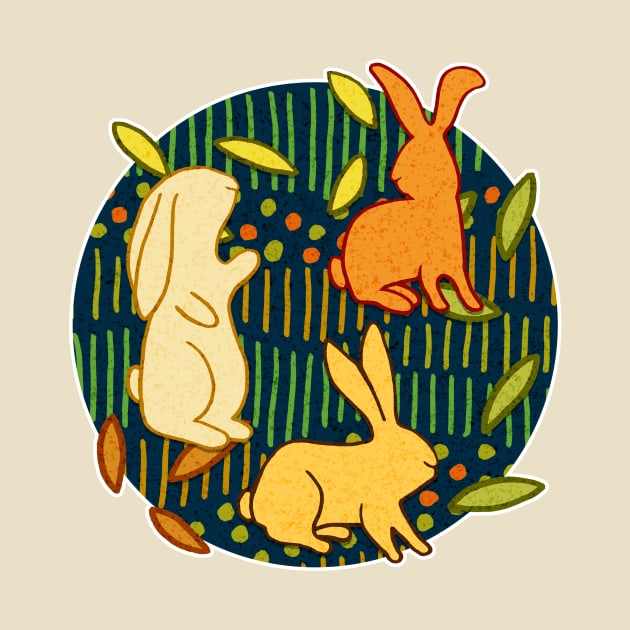 MID-MORNING MODERN BACKYARD Bunnies by rorabeenie