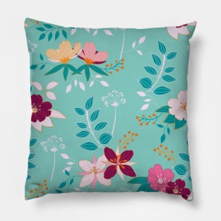 Spring floral pattern in vibrant colour combinations Pillow