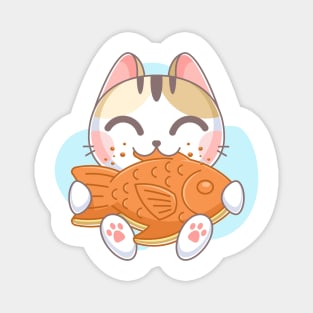 Kitten character eating bungeoppang Magnet