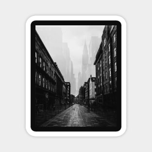 City Buildings Abstract Retro Vintage Design Magnet