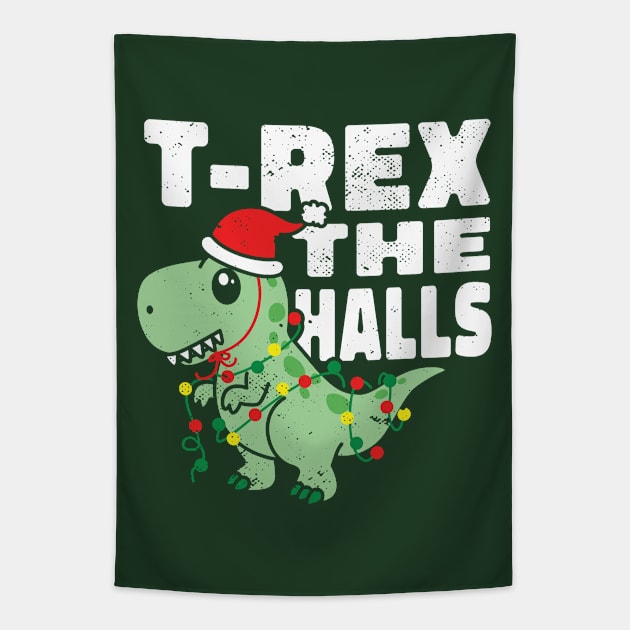 T-Rex The Halls Funny Christmas Dinosaur Tapestry by Wasabi Snake