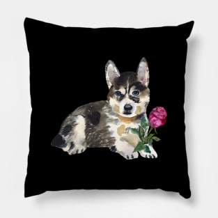 dog and rose Pillow