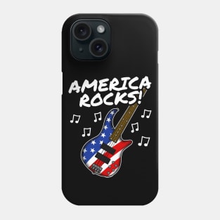 4th July Bass America Rocks USA Flag Bassist Phone Case