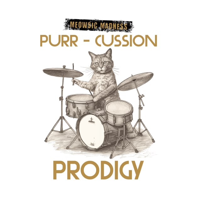 cat drummer by Tees of Joy