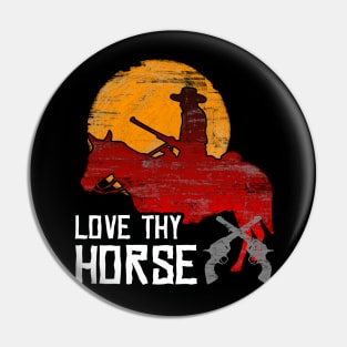 Red Horse Sunset Cowboy T-Shirt - LOVE THY HORSE Pin