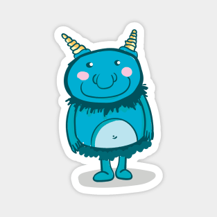 Cute blue monster with magic horns Magnet