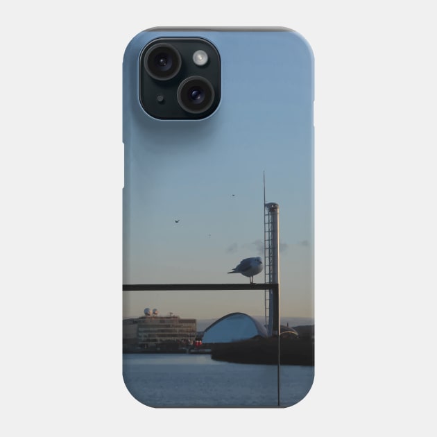 Scottish Photography Series (Vectorized) - Seagull Flock Over the Clyde Phone Case by MacPean